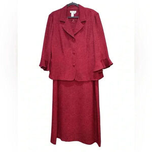 Coldwater Creek 2-piece Dress Suit Burgundy Red Paisley Size W18